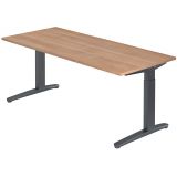 Schreibtisch SPIRIT | Gestell graphit | 180 x 80 cm | Nussbaum hell