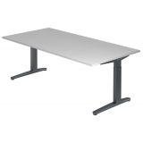 Schreibtisch SPIRIT | Gestell graphit | 200 x 100 cm | Lichtgrau