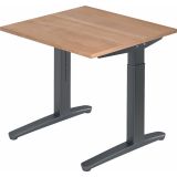 Schreibtisch SPIRIT | Gestell graphit | 80 x 80 cm | Nussbaum hell Schreibtisch SPIRIT | Gestell graphit | 80 x 80 cm | Nussbaum hell