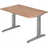 Schreibtisch SPIRIT | Gestell silber | 120 x 80 cm | Nussbaum hell