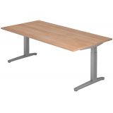 Schreibtisch SPIRIT | Gestell silber | 200 x 100 cm | Nussbaum hell Schreibtisch SPIRIT | Gestell silber | 200 x 100 cm | Nussbaum hell