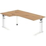 Schreibtisch UNITY | Gestell wei� | 200 x 120 cm in Eckwinkelform | Eiche Rustikal