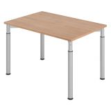 Schreibtisch YAKIRA | Gestell silber | 120 x 80 cm | Nussbaum hell