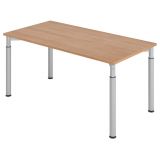 Schreibtisch YAKIRA | Gestell silber | 160 x 80 cm | Nussbaum hell