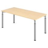 Schreibtisch YAKIRA | Gestell silber | 180 x 80 cm | Ahorn