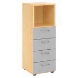 Schubladenschrank 3OH SMART | 40 cm breit | Korpus Ahorn | Front Lichtgrau