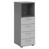 Schubladenschrank 3OH SMART | 40 cm breit | Korpus Graphit | Front Lichtgrau