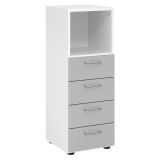 Schubladenschrank 3OH SMART | 40 cm breit | Korpus Wei� classic | Front Lichtgrau