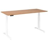Sitz-Steh-Schreibtisch BUSINESS white | elektrisch h�henverstellbar | B180 x T80 cm | Nussbaum hell
