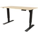Sitz-Steh-Schreibtisch E-START black | elektrisch h�henverstellbar | B160 x T60 cm | Ahorn Natur