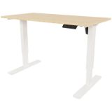 Sitz-Steh-Schreibtisch E-START white | elektrisch h�henverstellbar | B120 x T60 cm | Ahorn Natur