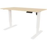 Sitz-Steh-Schreibtisch E-START white | elektrisch h�henverstellbar | B160 x T60 cm | Ahorn Natur