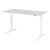 Sitz-Steh-Schreibtisch ECONOMY weiss | elektrisch h�henverstellbar | B160 x T80 cm | Lichtgrau