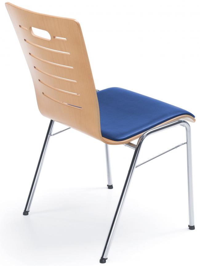 Holzschalenstuhl mit Griffloch | Gestell schwarz, silber, chrom | Holz