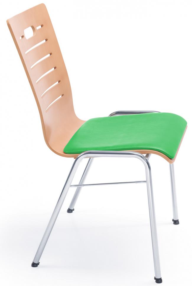 Holzschalenstuhl mit Griffloch | Gestell schwarz, silber, chrom | Holz