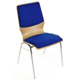 Stapelstuhl Holzschalenstuhl PERU | Sitz + R�cken gepolstert | blau
