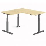 Steh-Sitz-Schreibtisch COMFORT graphit | Kombination 160x160 cm | Ahorn