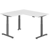 Steh-Sitz-Schreibtisch COMFORT graphit | Kombination 160x160 cm | Wei� classic