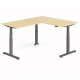 Steh-Sitz-Schreibtisch COMFORT graphit | Kombination 160x200 cm | Ahorn