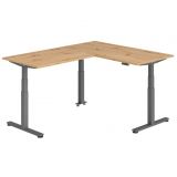 Steh-Sitz-Schreibtisch COMFORT graphit | Kombination 160x200 cm | Eiche Rustikal