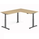 Steh-Sitz-Schreibtisch COMFORT graphit | Kombination 160x200 cm | Eiche