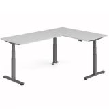 Steh-Sitz-Schreibtisch COMFORT graphit | Kombination 160x240 cm | Lichtgrau