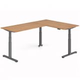 Steh-Sitz-Schreibtisch COMFORT graphit | Kombination 160x240 cm | Nussbaum hell