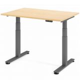 Steh-Sitz-Schreibtisch COMFORT graphit | elektrisch h�henverstellbar | B120 x T80 cm | Ahorn