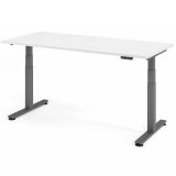 Steh-Sitz-Schreibtisch COMFORT graphit | elektrisch h�henverstellbar | B180 x T80 cm | Weiss classic