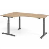 Steh-Sitz-Schreibtisch COMFORT graphit | elektrisch h�henverstellbar | in Eckwinkelform | Eiche