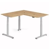 Steh-Sitz-Schreibtisch COMFORT silver | Kombination 160x160 cm | Eiche Rustikal