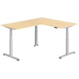 Steh-Sitz-Schreibtisch COMFORT silver | Kombination 160x200 cm | Ahorn