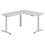 Steh-Sitz-Schreibtisch COMFORT silver | Kombination 160x200 cm | Lichtgrau