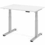 Steh-Sitz-Schreibtisch COMFORT silver | elektrisch h�henverstellbar | B120 x T80 cm | Wei� classic