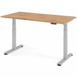Steh-Sitz-Schreibtisch COMFORT silver | elektrisch h�henverstellbar | B160 x T80 cm | Eiche Rustikal