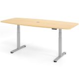 Steh-Sitz-Schreibtisch COMFORT silver | in Tonnenform | elektrisch h�henverstellbar | Ahorn
