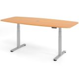 Steh-Sitz-Schreibtisch COMFORT silver | in Tonnenform | elektrisch h�henverstellbar | Buche