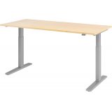 Steh-Sitz-Schreibtisch ECONOMY silver | elektrisch h�henverstellbar | B180 x T80 cm | Ahorn
