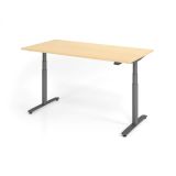 Steh-Sitz-Schreibtisch LEVEL UP graphit | elektrisch h�henverstellbar | B160 x T80 cm | Ahorn