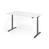 Steh-Sitz-Schreibtisch LEVEL UP graphit | elektrisch h�henverstellbar | B160 x T80 cm | Wei� classic
