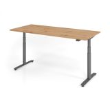 Steh-Sitz-Schreibtisch LEVEL UP graphit | elektrisch h�henverstellbar | B180 x T80 cm | Eiche Rustik