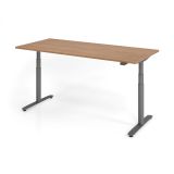 Steh-Sitz-Schreibtisch LEVEL UP graphit | elektrisch h�henverstellbar | B180 x T80 cm | Nussbaum hel