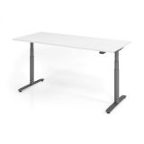 Steh-Sitz-Schreibtisch LEVEL UP graphit | elektrisch h�henverstellbar | B180 x T80 cm | Wei� classic