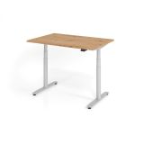 Steh-Sitz-Schreibtisch LEVEL UP silver | elektrisch h�henverstellbar | B120 x T80 cm | Eiche Rustika