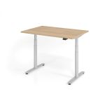 Steh-Sitz-Schreibtisch LEVEL UP silver | elektrisch h�henverstellbar | B120 x T80 cm | Eiche