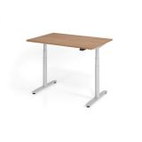 Steh-Sitz-Schreibtisch LEVEL UP silver | elektrisch h�henverstellbar | B120 x T80 cm | Nussbaum hell