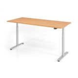 Steh-Sitz-Schreibtisch LEVEL UP silver | elektrisch h�henverstellbar | B180 x T80 cm | Buche