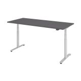 Steh-Sitz-Schreibtisch LEVEL UP silver | elektrisch h�henverstellbar | B180 x T80 cm | Graphit