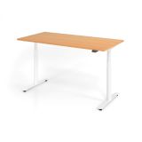 Steh-Sitz-Schreibtisch LEVEL UP white | elektrisch h�henverstellbar | B160 x T80 cm | Buche