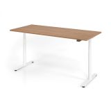 Steh-Sitz-Schreibtisch LEVEL UP white | elektrisch h�henverstellbar | B180 x T80 cm | Nussbaum hell